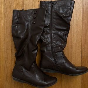 Tall Brown Faux Leather Boots